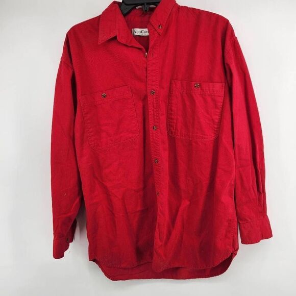 Vintage Ash Creek Bright Red Flannel Button Down Men's Medium - Picture 1 of 3